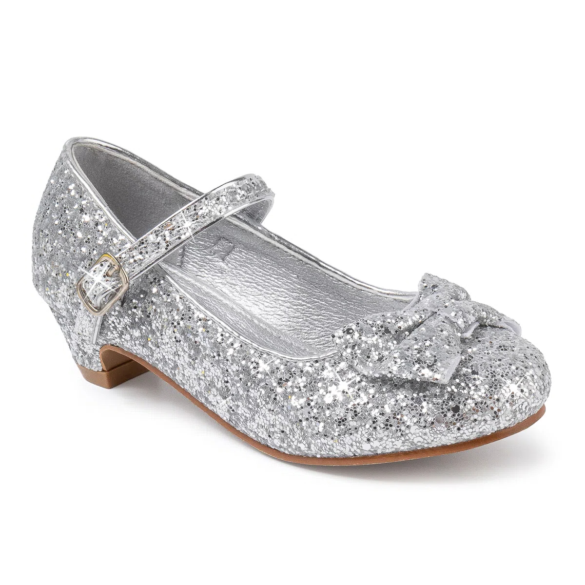 Meckior Toddler Girls Glitter Mary Jane Shoes Little Kids Low Heel Wedding Party Princess Dress Pumps Shoes for 11.5 Toddler